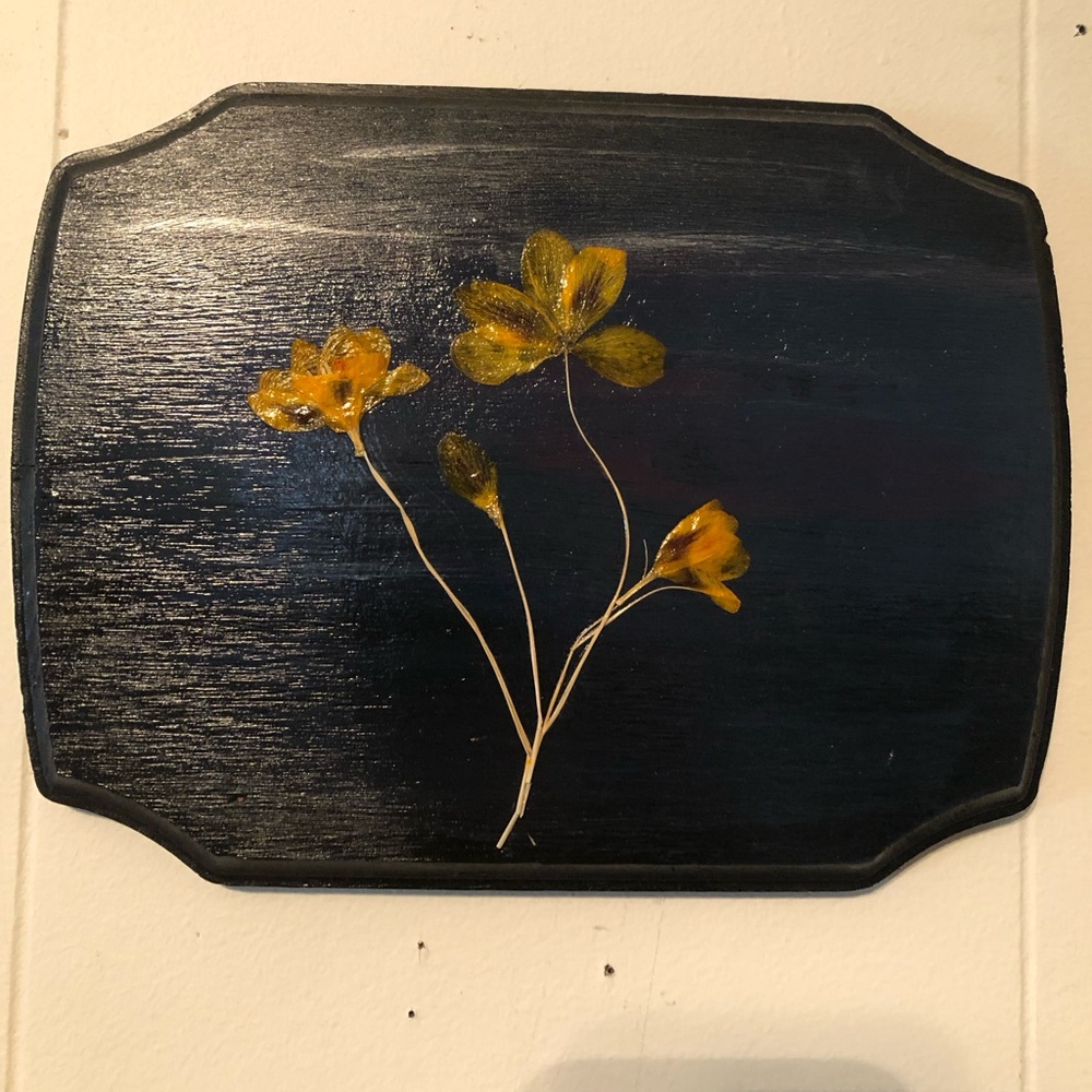 Pressed flower, art wooden wall plaque